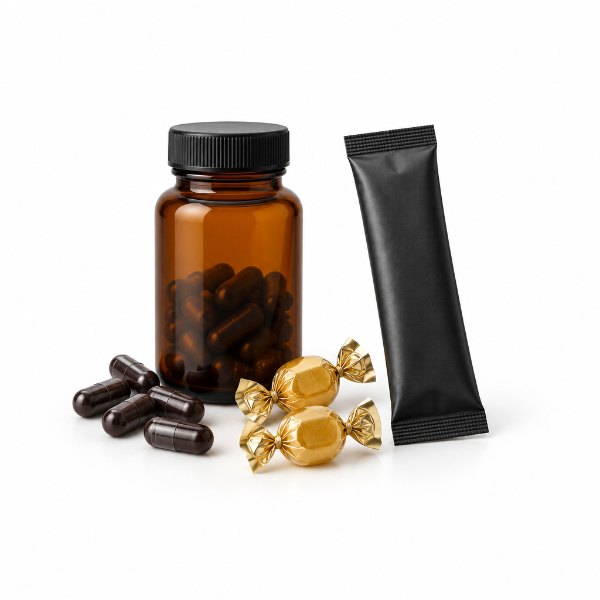 Produk kuat segera: pil, candy, kopi